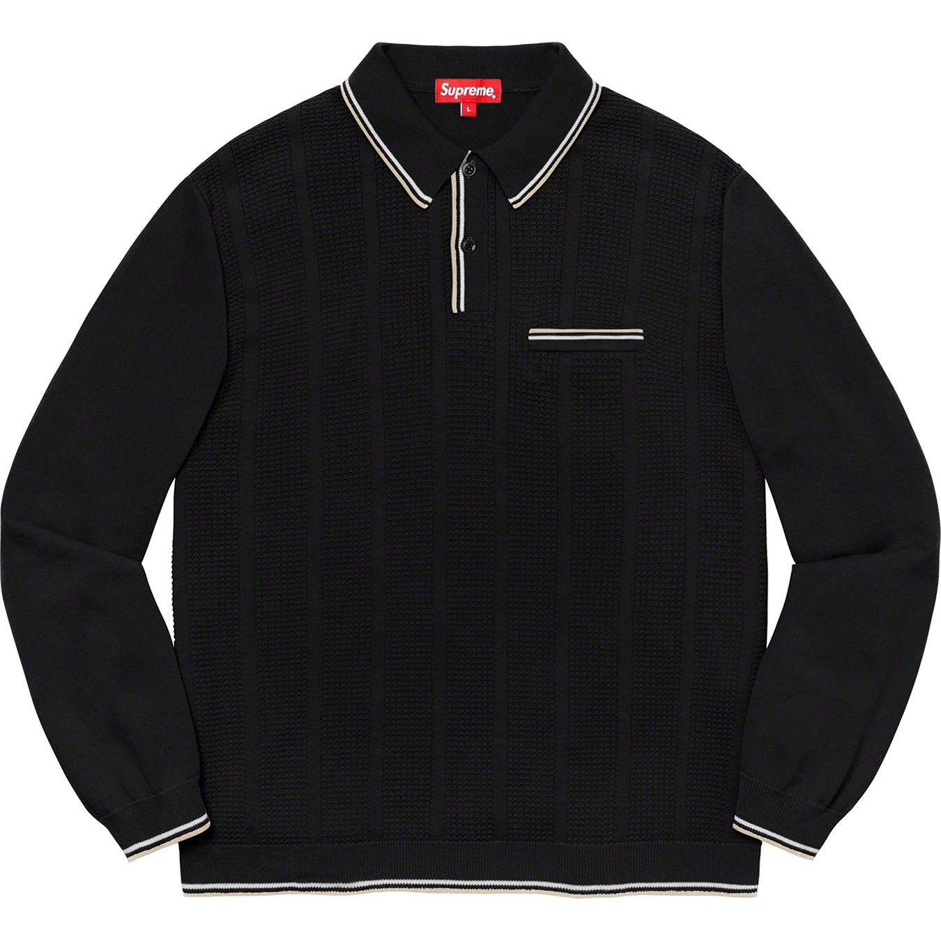 Stripe Rib L/S Knit Polo view 4